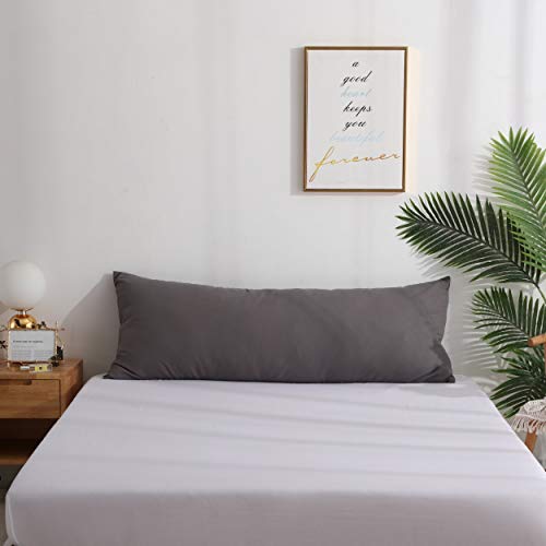 Body Pillow Cover, Luxury Soft Removable Body Pillow Case - Long Body Pillow Protector 21"x54" with Zipper Closure (Grey,21"x54") - Thumbnail 4
