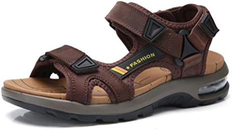 Scennek Men's Leather Outdoor Sport Sandals Velcro Non-Slip Daily Casual Beach Shoes 5.5-11UK