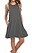 AUSELILY Women's Sleeveless Pockets Casual Swing T-Shirt Dresses (M, Gray)