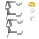 Lnlofen Single Curtain Rod Brackets - 2Pair - Adjustable Curtain Rod Holders - Tap Right into Window Frame for Window Bedroom Home Decoration (Silver)