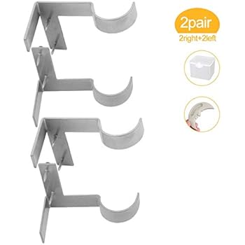 Lnlofen Single Curtain Rod Brackets - 2Pair - Adjustable Curtain Rod Holders - Tap Right into Window Frame for Window Bedroom Home Decoration (Silver)