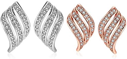 Clearance! Lady Elegant Rose Gold Diamond-studded Curving Ear Stud Exquisite Earrings for Women Wedding Jewelry
