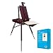 U.S. Art Supply Black Cherry Coronado French Style Easel & Sketchbox with 12" Drawer, Wooden Pallete & Shoulder Strap