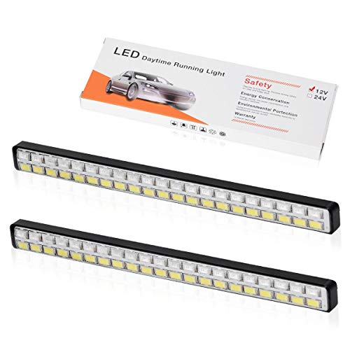 YINTATECH Pack of 2 Universal Dual Color Daytime Running DRL LED Lights Waterproof Truck Boat COB LED Light Strips (Amber + White)