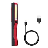 PROZOR 3W COB 1W LED Mini Work Light Magnetic Inspection Lamp USB Rechargeable Hand Torch Cordless Flexible With 80CM USB to MICRO USB Cable And 3.7v 800mAh Built-in Baterry Red