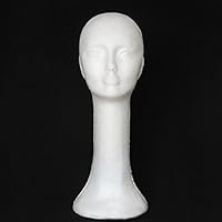 gu6uesa8n Female Long Neck Styrofoam Head, Foam Head Model for Wigs Hairpieces Glasses Display Stand Mannequin Manikin Head (White)