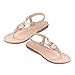 Fashion Brand Best Show Women's Summer Style Elastic T-strap Bohemia Beaded Owl Flat Sandals (8 B(M) US, Beige)