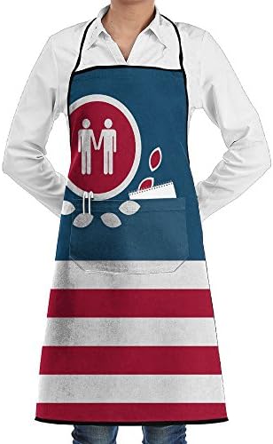 HTSS Kansas Flag Unisex Chef Aprons With Pockets Bakery Servers Waitress Craftsmen For Mens Womens Home Kitchen Cooking