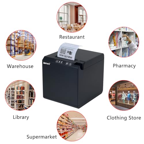 LENVII 58mm/2" High-Speed Thermal Label Printer | 127mm/s Inkless Printing (203DPI) | Wired USB Barcode Printer for Windows/Mac | Amazon FBA/Noon/Dubai Logistics Labels | Warehouse & Retail Ready