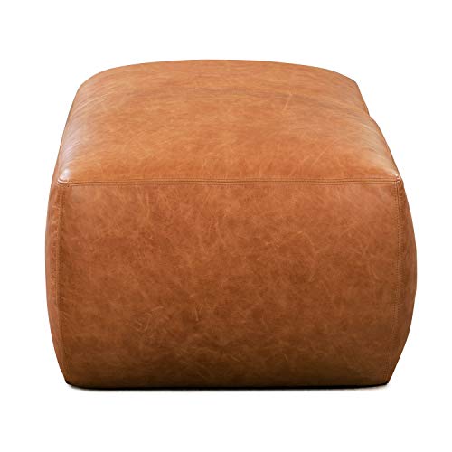 POLY & BARK Denver Leather Ottoman in FullGrain PureAniline Italian