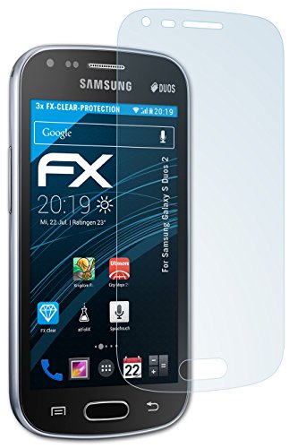 3 x atFoliX Samsung Galaxy S Duos 2 Screen protection Protective film - FX-Clear crystal clear