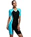 Swimsuit for Lady Belloo Short-sleeve Surfing Suit Sun Protection, Lightblue, Small