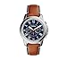 Fossil Men's 44mm Silvertone Grant Watch With Light Brown Leather Strap