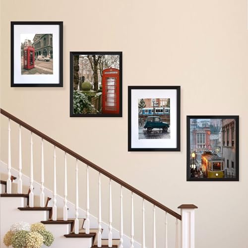 Beauenty Picture Frame Set,6x8 inch Photo Frames With Mat And Non Trace Nails,For 4x6 or 6x8 Pictures,Multi Photo Frames Collage,For Wall Tabletop Decoration(Black,Set of 5)