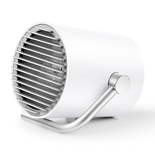 EasyAcc Small Personal USB Mini Table Desk Fan - Double-blades Touch Control Adjustable Whisper Cooling Fan for Home, Office - Black