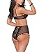 QUEENIE VISCONTI Women Lace-up Strappy Bralettes High Waisted Thong Lingeries Set Black L