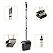 Broom and Dustpan Set - Large Upright Dust pan and 48-inch Long Handled Broom/Broom and Dustpan Comb for Home Office Industry Lobby (Black)
