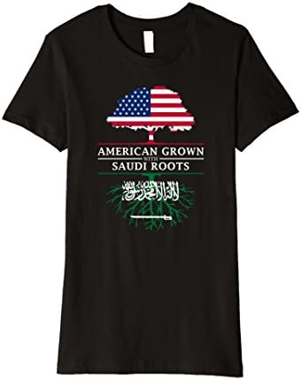 Womens American Grown with Saudi Roots T-Shirt - Saudi Arabia Shirt Medium Black