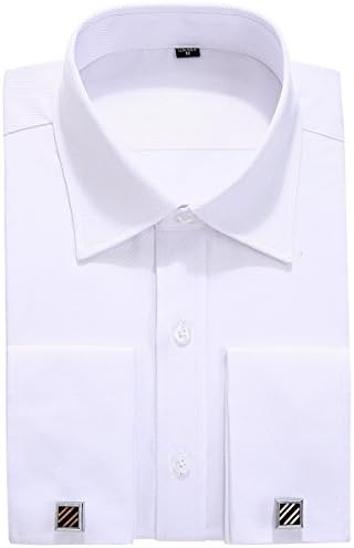 Dresservice French Cuff Long Sleeves Fit Dress Shirts (Cufflink Included) (17” Neck-34/35 Sleeve, FS06 White Twillk)