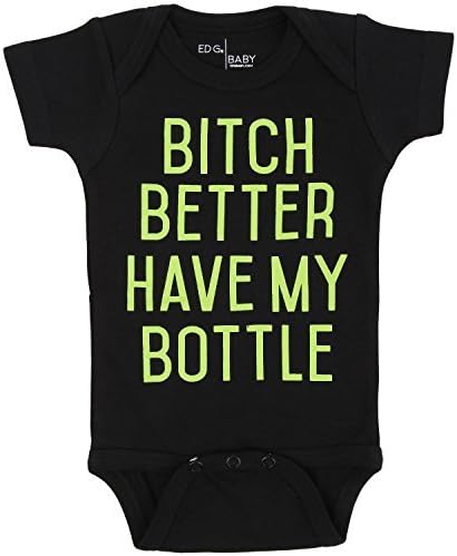 "B*TCH BETTER HAVE MY BOTTLE" Bodysuit in Black by ED G Baby (12-18 M)