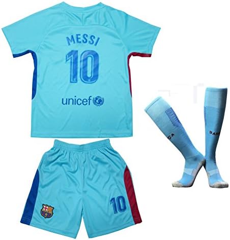 2017/2018 BARCELONA #10 MESSI KIDS AWAY SOCCER FOOTBALL JERSEY &amp; SHORTS SOCKS YOUTH SIZES (Away, 2-3 YEARS)