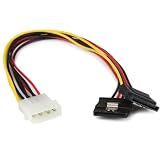 StarTech.com 12in LP4 to 2X Latching SATA Power Y Cable Splitter Adapter - 4 Pin LP4 to Dual SATA Y Splitter