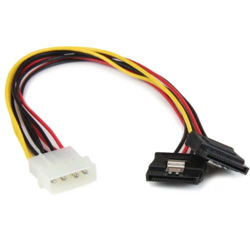StarTech.com 12in LP4 to 2X Latching SATA Power Y Cable Splitter Adapter - 4 Pin LP4 to Dual SATA Y Splitter