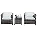 Patiorama 3 Piece Patio Furniture Sets, Outdoor PE Wicker Rattan Furniture Set with Cream White Cushions, Steel Frame,Gray
