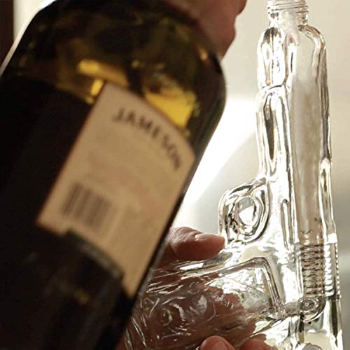 SHOTSCLUB Unique Whiskey Decanter and Glass Set - Gun Decanters for Alcohol, 8 Shot Glasses, Holster, Carry Case - Drinking Party Accessories for Men
