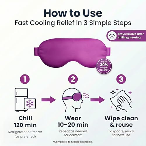 Cooling Eye Mask for Puffy Eyes: Fsa Eligible ltems Hsa, Migraines Headache Fast Relief After Surgery Care Cold Compress, Reusable Face Ice Pack Gel for Dark Circles, Gentle Weighted Sleep Mask Purple