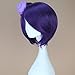 Miss U Hair Adult Costume Wig Short Straight Purple Cosplay Halloween Wig with Bun Flower