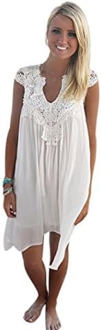 NOMENI BOHO Sleeveless Womens Loose Summer Beach Lace Dress (L)