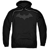 Batman DC Comics Hush Bat Logo Grey on Black Adult Pull-Over Hoodie Medium
