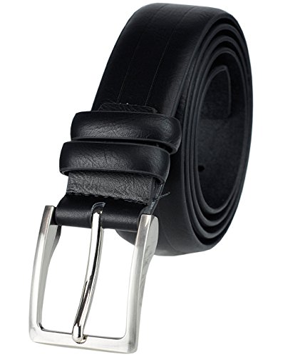Eurosport Men's Bonded Leather Classic Style Cut-To-Fit Belt with Square Buckle, Black, Large