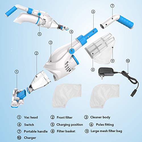 AIPER SMART Handheld Rechargeable Pool Vacuum, BatteryPowered Cordless Pool Spa Vacuum Cleaner