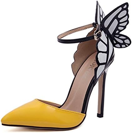 MMJULY Women's Fashion Pointed Toe Strap Butterfly Wings Sexy High Heels Stiletto Pumps