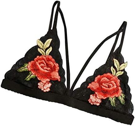 Women Rose Floral Sheer Lace Criss Cross Harness Bra Embroidered Lingerie Nightwear Lingerie