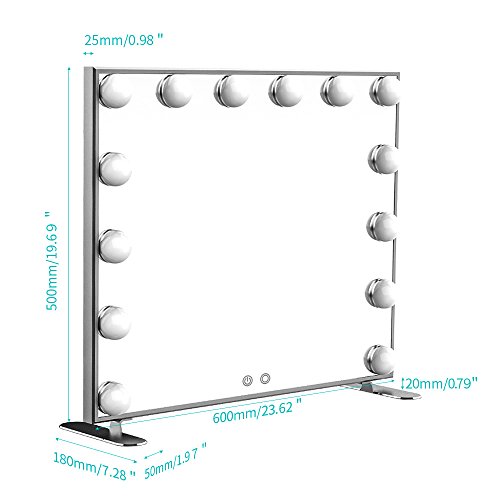 Nitin Lighted Vanity Mirror with Touch Control Design, Hollywood Makeup