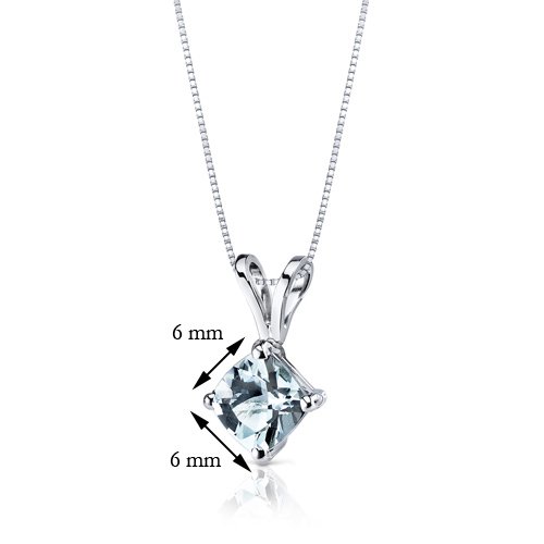 14 Karat White Gold Cushion Cut 0.75 Carats Aquamarine