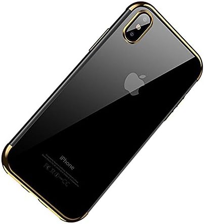iPhone X Case, iPhone 10 Case, Shrimp Ultra Slim Crystal Clear Case Flexible Shock Absorption Anti-Scratch Electroplating Protective Cover Case for Apple 5.8" iPhone X (2017 Release)- Luxury Gold