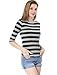 Allegra K Women's Halloween Elbow Sleeves Top Round Neck Slim Fit Tee Casual Printed T-Shirt Medium Black
