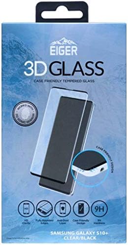 EIGER 3D Glass for Samsung Galaxy S10 + Case Friendly Full Screen Premium Tempered Glass Screen Protector in CLEAR/BLACK with Cleaning Kit