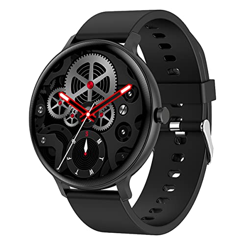 PAUZE Spirit 360° Full Touch Round Smart Watch with in-Built Games, Rolling UI, 10 Sports Modes, Guided Breathing, Blood Oxygen, Heart Rate Monitoring (Black)
