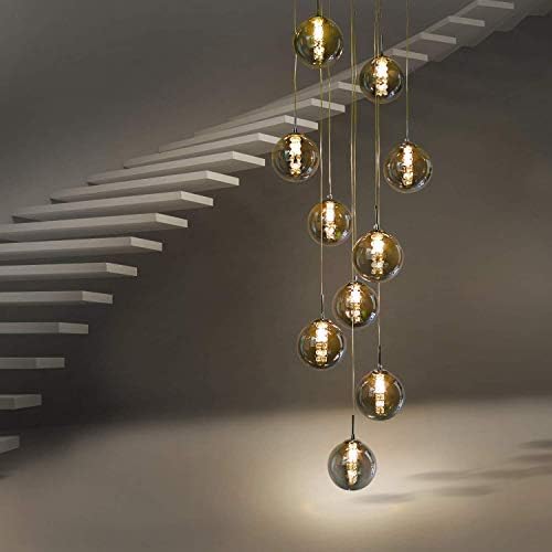 Zyle 10 Flammigペンダントライトダイニングテーブルペンダントランプ高さ調節可能シャンデリアガラス吊りランプ回転階段ランプリビングルームランプベッドルームランプホールランプ Bahramradan Com