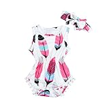 Newborn Infant Baby Boy Girl Sleeveless Romper Jumpsuit Clothes Outfits Headband (6 Month, White)