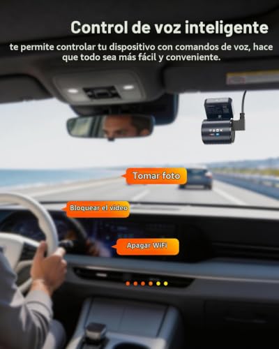 Cámara para Coche Frontal KAWA 4K Mini, Control por Voz, Pantalla Oculta, Motor NightEagle con HDR 2K, Wi‑Fi 6 y GPS Integrados, Modo de estacionamiento con búfer 24/7, admite hasta 256 GB