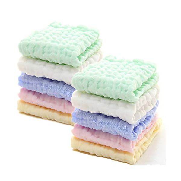 Baby Muslin Washcloths - Natural Muslin Cotton Baby Wipes - Soft Newborn Baby Face Towel for Sensitive Skin- Baby…