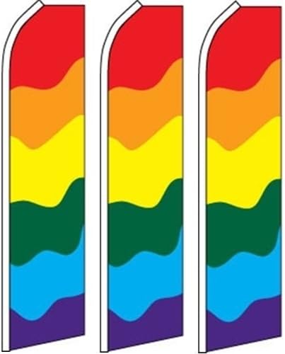 Amazon Com 3 Swooper Flutter Feather Banner Flags Wavy Colors Red Orange Yellow Green Blue Purple Garden Outdoor