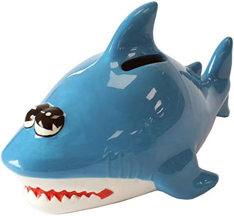 Crockery Critters Money Box from Deluxebase, Shark Piggy Bank. Cute Animal Shaped Coin Holder