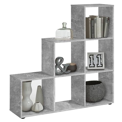 FMD furniture Bibliothèque à Cases, Séparation de pièces, Bois, Gris Béton, 105 x 108x 33 cm 248-001E